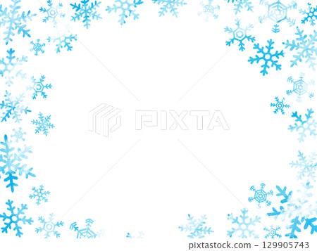 水彩風格的夢幻雪花背景，淺藍色漸變，紋理適用於冬季橫幅和卡片 129905743