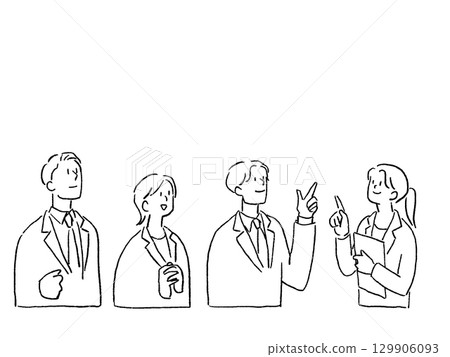 西裝革履的男人和女人,商務人士,線條畫, 西裝革履的男人和女人,商務人士,線條畫, 129906093