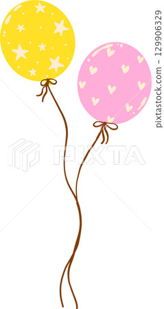 Cartoon Balloons with Stars and Hearts Graphic 129906329