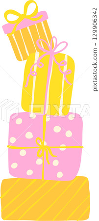 Stacked Gift Boxes with Ribbons Graphic 129906342
