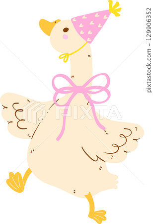 Cute Happy Girly Goose Birthday Dancing Doodle Cute Happy Girly Goose Birthday Dancing Doodle 129906352