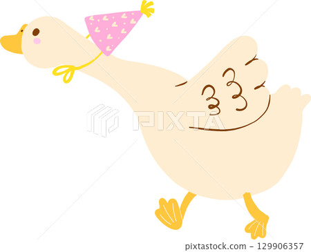 Cute Happy Girly Goose Birthday Running Doodle Cute Happy Girly Goose Birthday Running Doodle 129906357