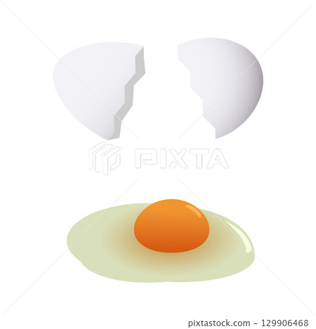 Cracked egg illustration material Cracked egg illustration material 129906468