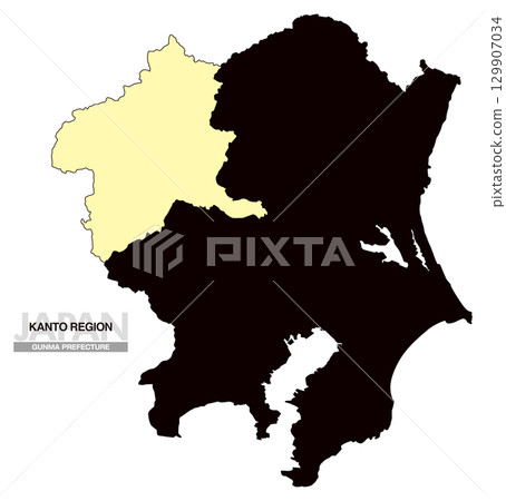 Map of Japan Kanto Region Gunma Prefecture No Prefectural Borders 03 129907034