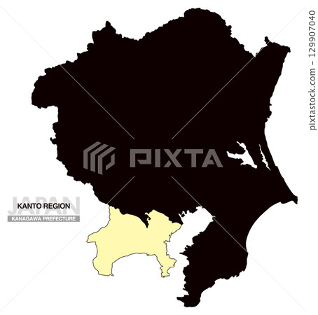 Map of Japan Kanto Region Kanagawa Prefecture No Prefectural Borders 03 129907040