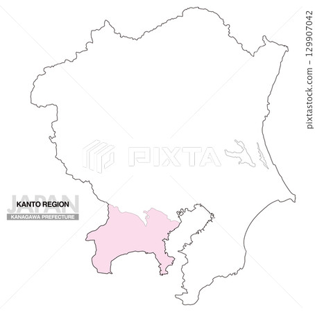 日本關東地區神奈川縣地圖無縣界 01 129907042