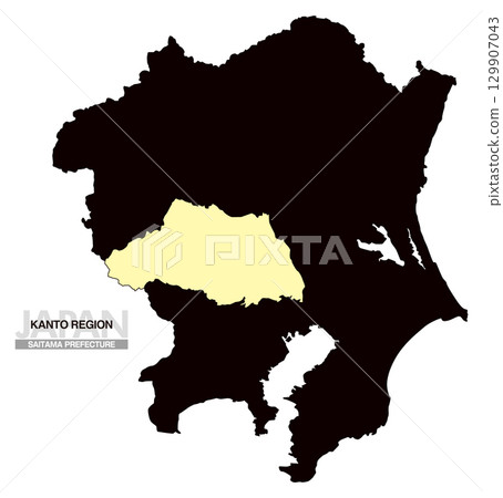 日本地圖關東地區埼玉縣無縣界 03 日本地圖關東地區埼玉縣無縣界 03 129907043