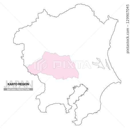 日本地圖關東地區埼玉縣無縣界 01 日本地圖關東地區埼玉縣無縣界 01 129907045