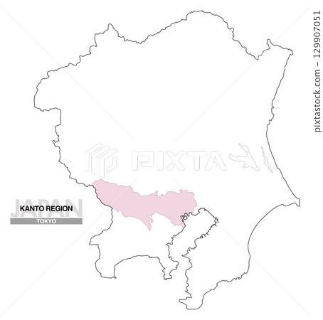 Map of Japan Kanto region Tokyo prefecture borderless 01 129907051
