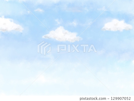 簡單的雲插圖（水彩畫） 129907052