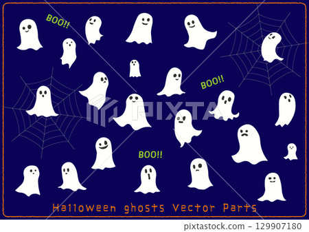 Cute Halloween ghost vector set | Ghost, spider web, BOO 129907180