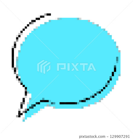 簡單的圓形像素化氣泡，藍色，用於評論、漫畫風格的對話、訊息等。 129907291