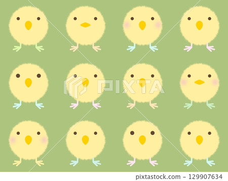 黃色小雞無縫圖案C-4 129907634