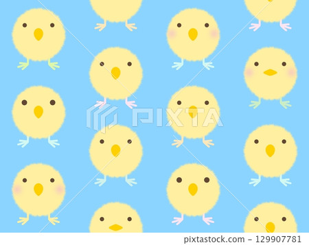 黃色小雞無縫圖案 D-3 129907781