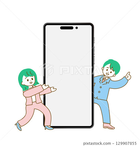 發布模板:智慧型手機螢幕和西裝革履的男女 發布模板:智慧型手機螢幕和西裝革履的男女 129907855