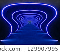 Blue modern lighting with interior empty space, 3d rendering sci-fi concept 129907995