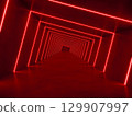red modern lighting with interior empty space, 3d rendering sci-fi concept 129907997