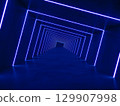 Blue modern lighting with interior empty space, 3d rendering sci-fi concept 129907998