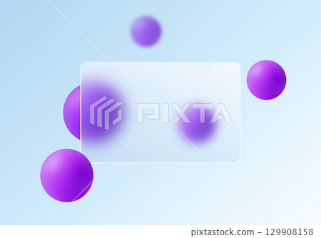 Bright violet spheres with translucent glass frame Bright violet spheres with translucent glass frame 129908158