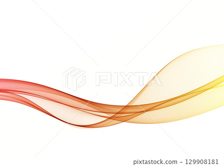 Red and yellow flowing wave lines on white background Red and yellow flowing wave lines on white background 129908181