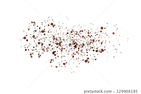Splashes of abstract watercolor spots scattered across the page, imitating cinnamon. Hand-drawn illustration isolated on a white background. 129908195