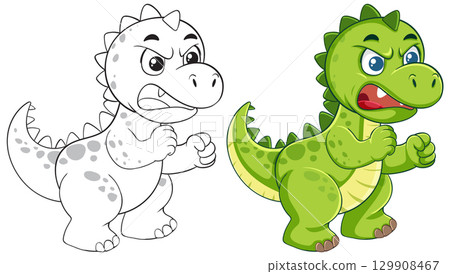 Playful Cartoon Dinosaur Vector Illustration Playful Cartoon Dinosaur Vector Illustration 129908467