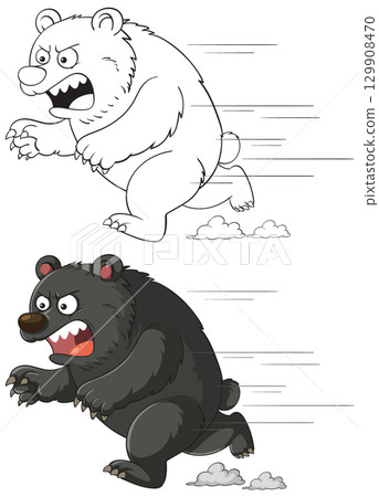 Cartoon Bears Running with Speed Lines 129908470