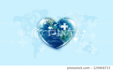 World heart day. health care medical focus heartbeat for checking the function of the patient heart. health insurance, love. heart attack and cardiology. elements of this image furnished by NASA. 129908715