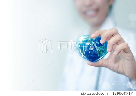 World heart day. health care medical focus heartbeat for checking the function of the patient heart. health insurance, love. heart attack and cardiology. elements of this image furnished by NASA. World heart day. health care medical focus heartbeat for checking the function of the patient heart. health insurance, love. heart attack and cardiology. elements of this image furnished by NASA. 129908717