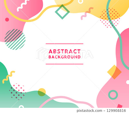 孟菲斯圖案，幾何圖案，抽象的背景框架圖解。流行設計，抽象材料，框架。 129908816