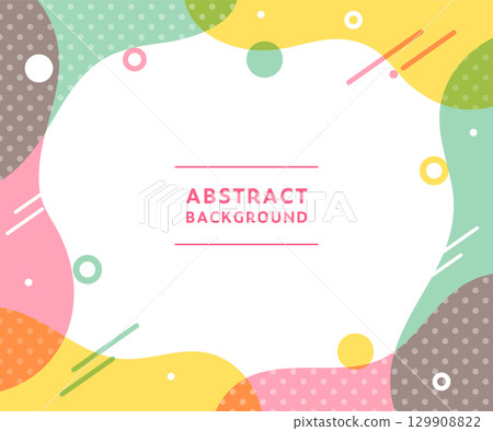 Abstract background frame illustration with curves, wavy lines, and polka dots. Pop design, abstract material, frame. 129908822