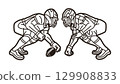 American Football Sport Players Action Cartoon Graphic Vector 129908833