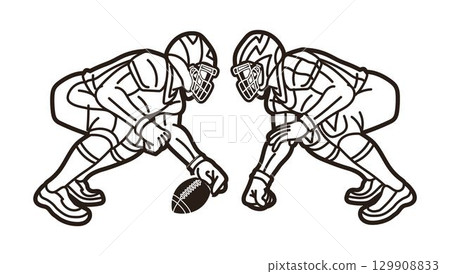 American Football Sport Players Action Cartoon Graphic Vector 129908833