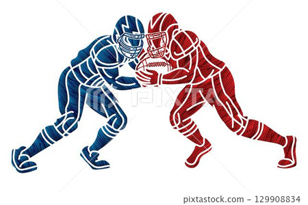 American Football Sport Players Action Cartoon Graphic Vector American Football Sport Players Action Cartoon Graphic Vector 129908834