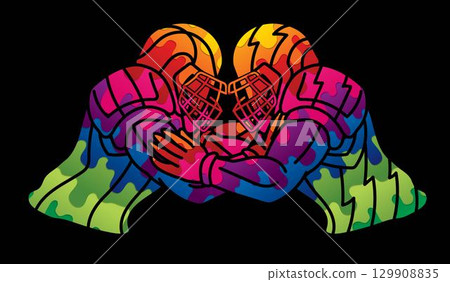 American Football Sport Players Action Cartoon Graphic Vector 129908835