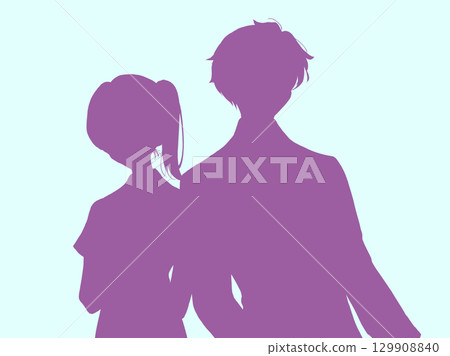 Nurse and doctor image back to back silhouette Nurse and doctor image back to back silhouette 129908840