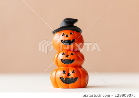 Witch Hat Pumpkin Figurine for Halloween Decor 129909073