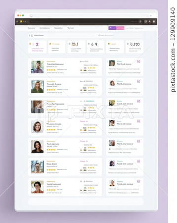 Overview of User Profiles on a Digital Platform Showcasing Various Individuals and Their Ratings for Services Offered 129909140