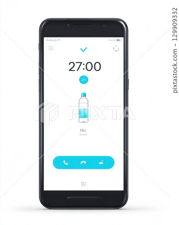 Timer App Displaying a Countdown With a Water Bottle Icon on a Smartphone Screen 129909332