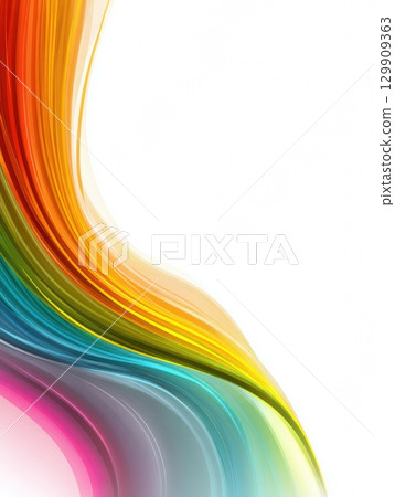 Vibrant Rainbow Wave Flowing Gracefully Over Soft White Space During a Pride Celebration 129909363