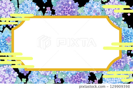 以繡球花為背景的日式畫框 129909398