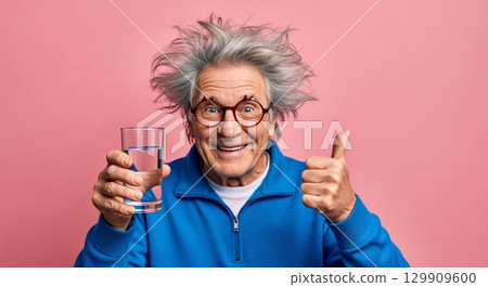 old man with a glass of milk 129909600