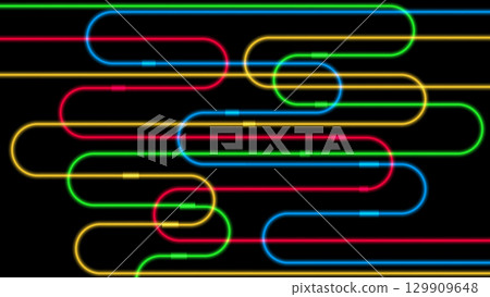 neon abstract background technology digital circuit glowing lines futuristic network pattern vibrant colorful design blue red green yellow light art illustration for modern projects 129909648