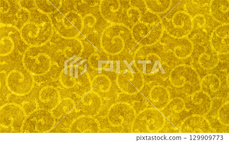 A shabby metallic background featuring traditional Japanese arabesque patterns painted in gold leaf. A shabby metallic background featuring traditional Japanese arabesque patterns painted in gold leaf. 129909773