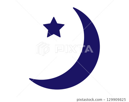 新月和星星的輪廓圖標 129909825