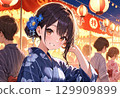 Summer festivals and food stalls 129909899