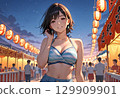 Summer festivals and food stalls 129909901