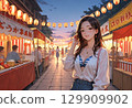 Summer festivals and food stalls 129909902