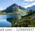 平靜的湖水與山巒倒影－北歐風景 129909937