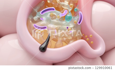 A close-up CG image of a treatment that dissolves the core of acne and kills acne bacteria. 129910061